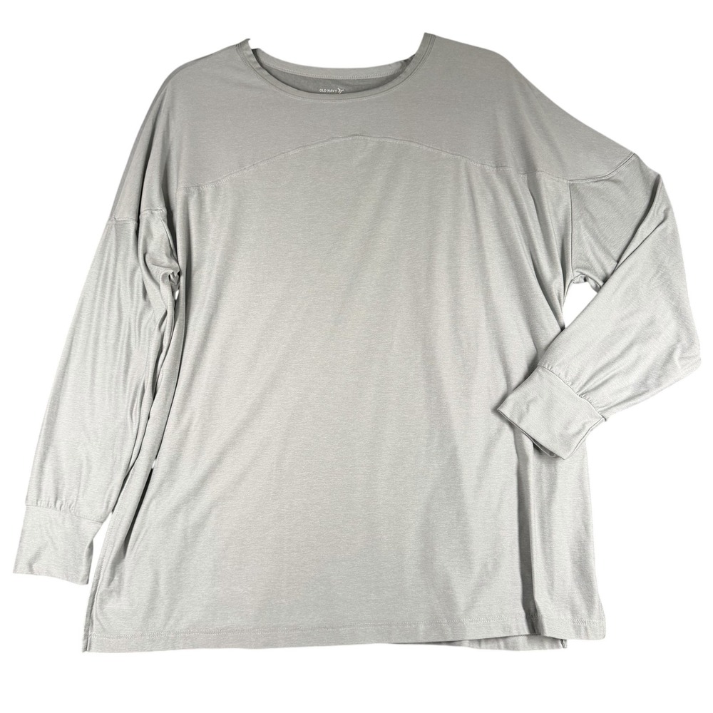 Old Navy Active Cloud 94 Soft Shirt Womens Small Gray Long Sleeve Slit Hem